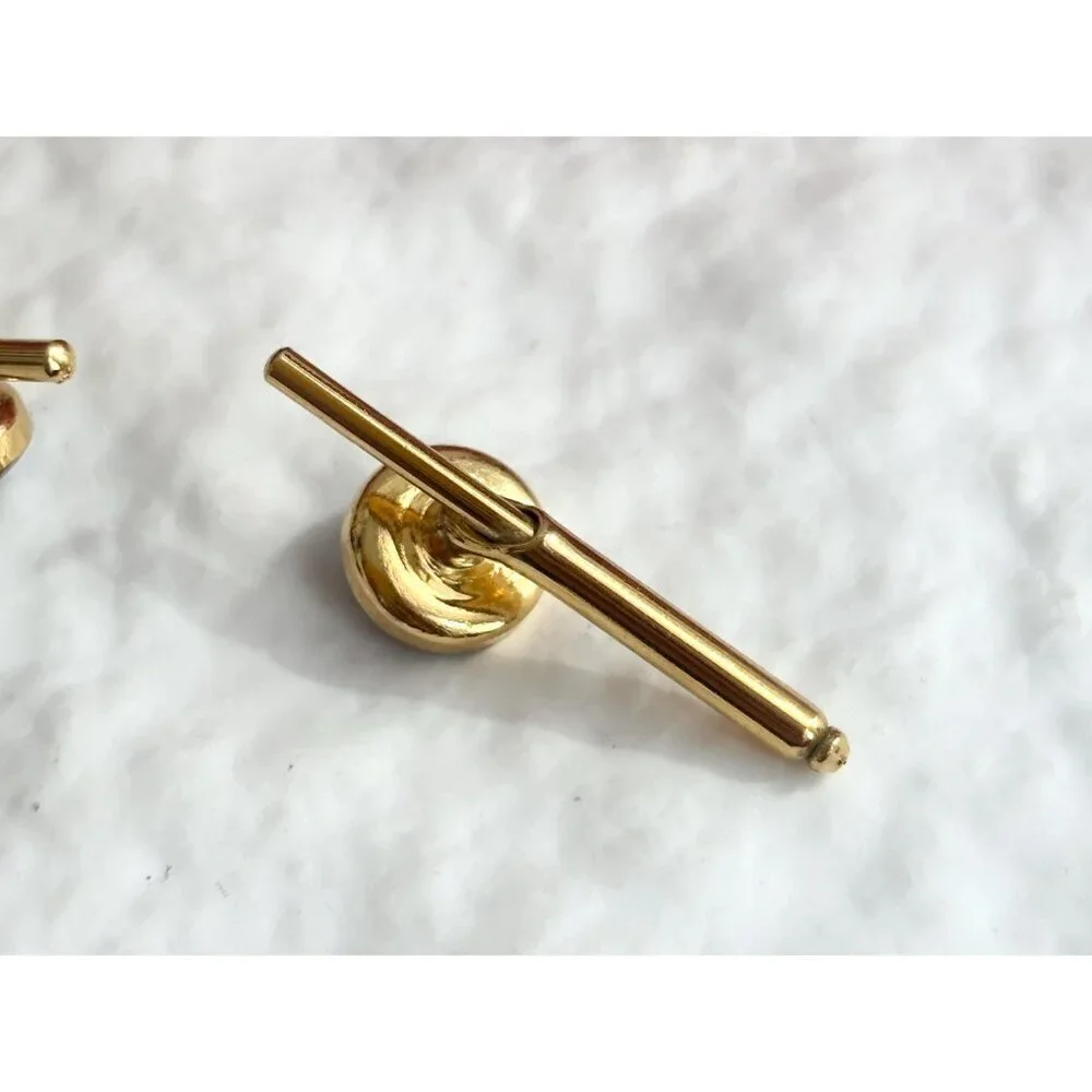 Faux Black Onyx Minimalist Stone Silver Toned Vintage Men's Cuff Links